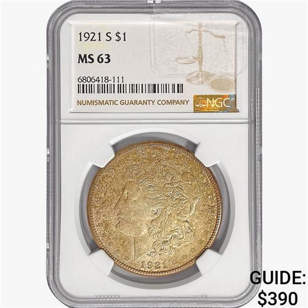 1921-S Morgan Silver Dollar NGC MS63
