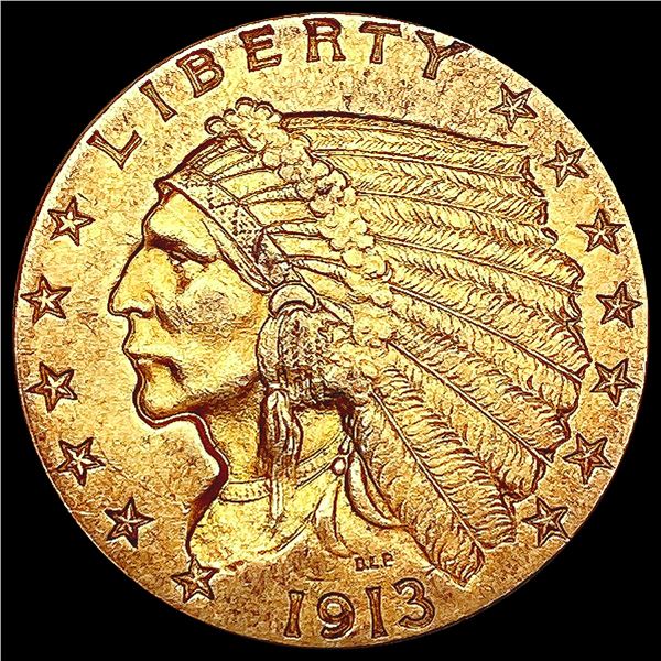 1913 $2.50 Gold Quarter Eagle NEARLY UNCIRCULATED