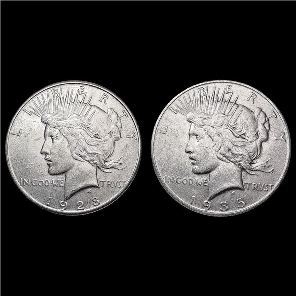 [2] Peace Silver Dollars [1928-S, 1935-S] CLOSELY