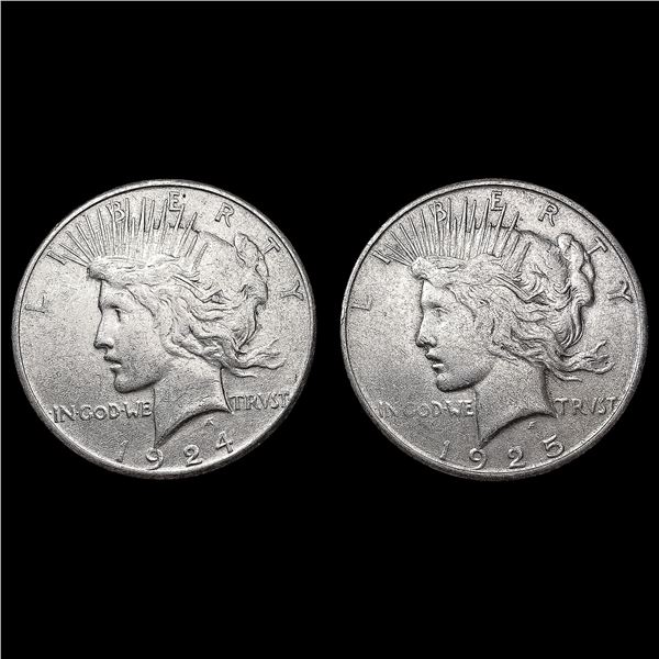 [2] Peace Silver Dollars [1924-S, 1925-S] CLOSELY
