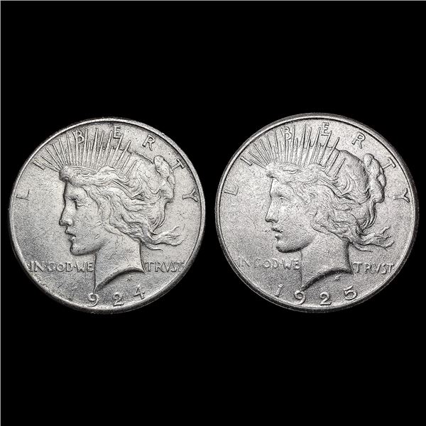 [2] Peace Silver Dollars [1924-S, 1925-S] CLOSELY