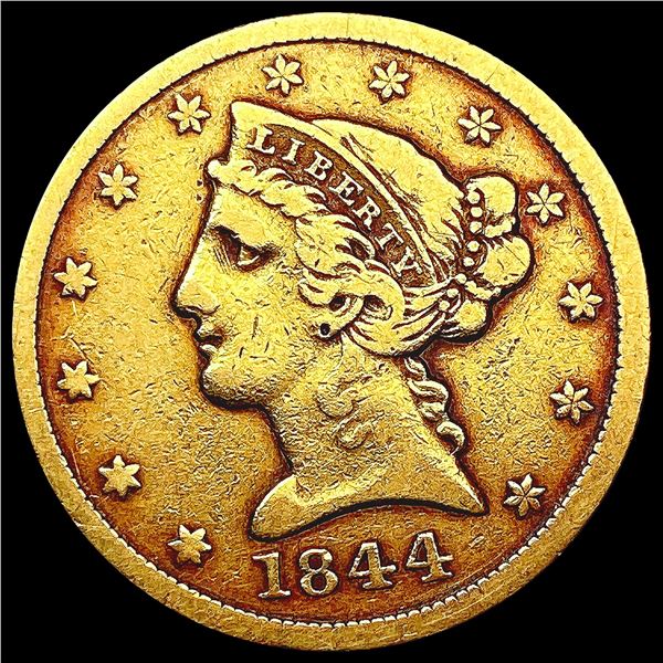 1844 $5 Gold Half Eagle NICELY CIRCULATED