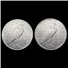 Image 2 : [2] Peace Silver Dollars [1924-S, 1927] CLOSELY UN