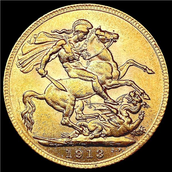 1913 G. Britain .2355oz Gold Sovereign GEM BU