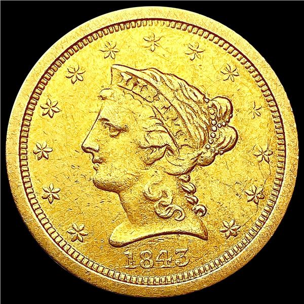 1843-O $2.50 Gold Quarter Eagle NEARLY UNCIRCULATE