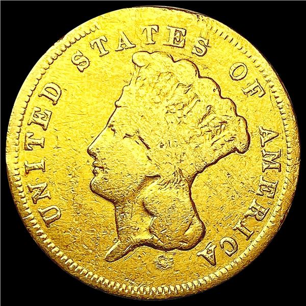 1857-S $3 Gold Piece NICELY CIRCULATED