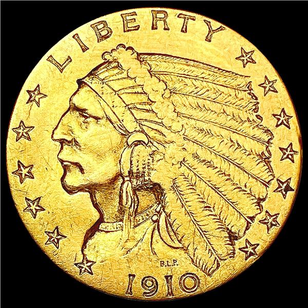 1910 $2.50 Gold Quarter Eagle CLOSELY UNCIRCULATED