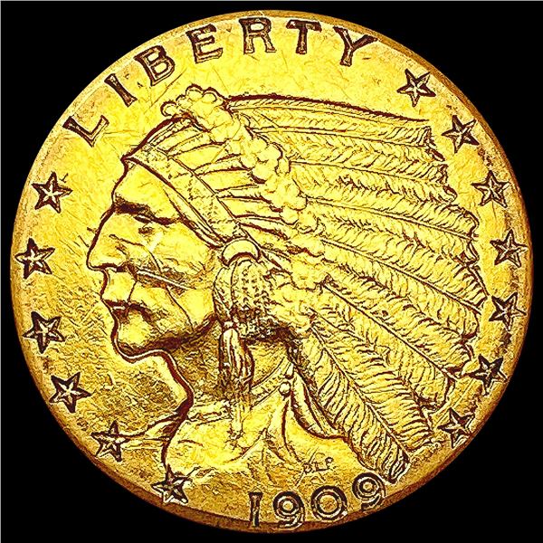 1909 $2.50 Gold Quarter Eagle NEARLY UNCIRCULATED