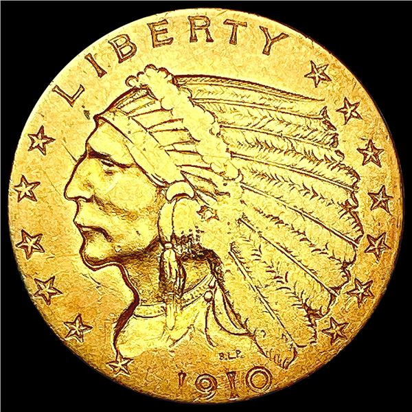 1910 $2.50 Gold Quarter Eagle NEARLY UNCIRCULATED