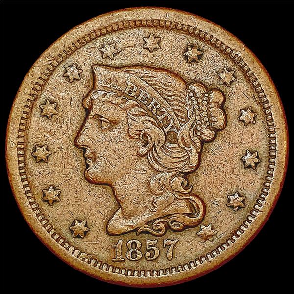 1857 Braided Hair Large Cent LIGHTLY CIRCULATED