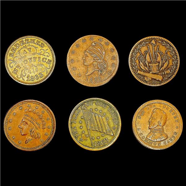 [6] 1863-64 Civil War Tokens ABOUT UNCIRCULATED