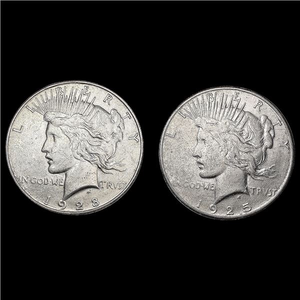 [2] Peace Silver Dollars [1925-S, 1928-S] CLOSELY