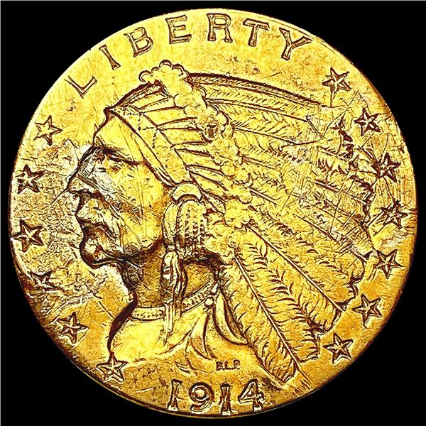 1914-D $2.50 Gold Quarter Eagle ABOUT UNCIRCULATED