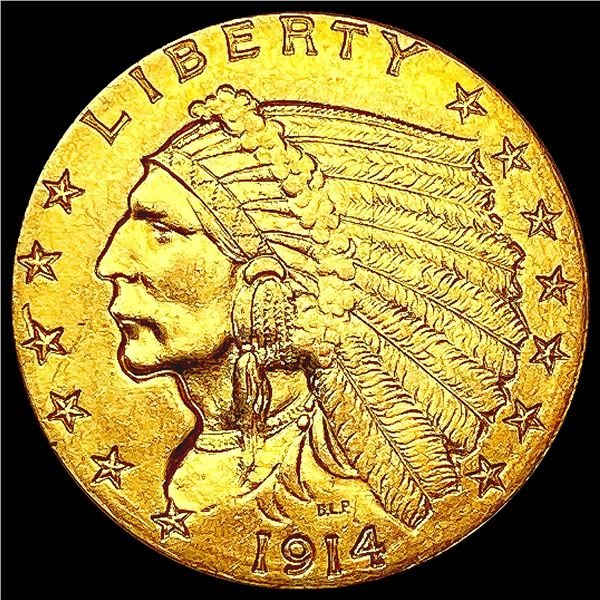 1914-D $2.50 Gold Quarter Eagle CLOSELY UNCIRCULAT