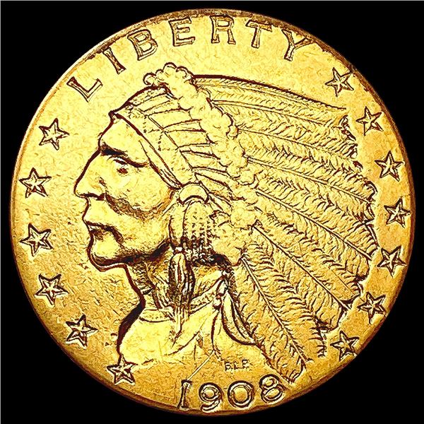 1908 $2.50 Gold Quarter Eagle LIGHTLY CIRCULATED