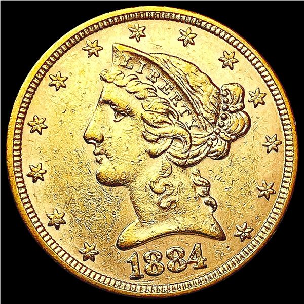 1884 $5 Gold Half Eagle UNCIRCULATED