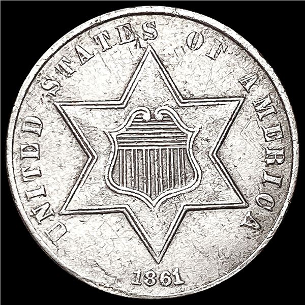 1861 Silver Three Cent CLOSELY UNCIRCULATED