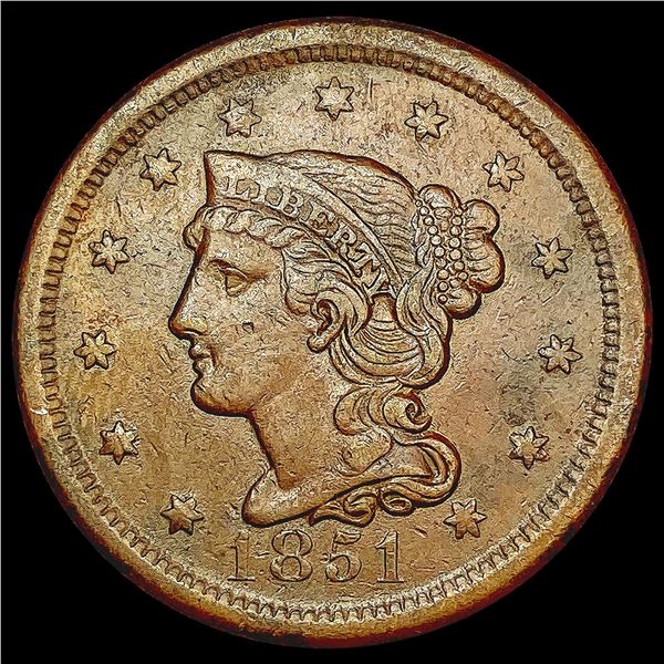 1851 Braided Hair Large Cent CLOSELY UNCIRCULATED