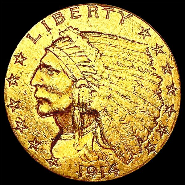 1914 $2.50 Gold Quarter Eagle CLOSELY UNCIRCULATED