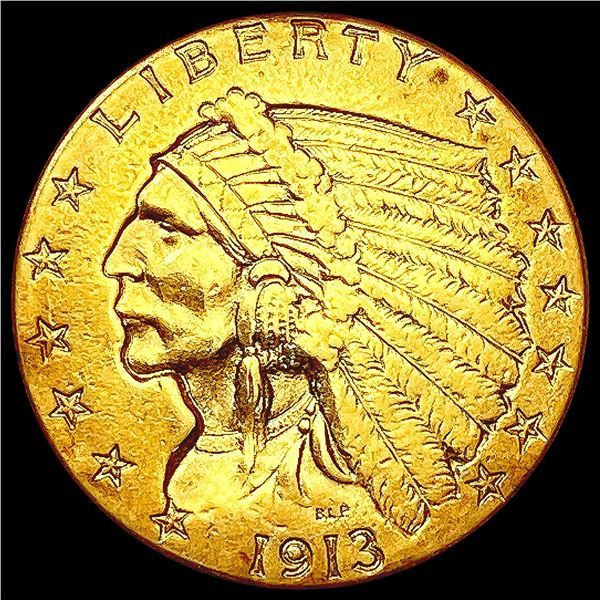 1913 $2.50 Gold Quarter Eagle CLOSELY UNCIRCULATED