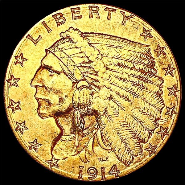 1914-D $2.50 Gold Quarter Eagle NEARLY UNCIRCULATE