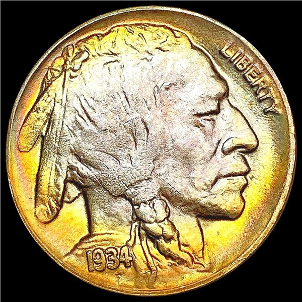 1934-D Toned Buffalo Nickel GEM BU