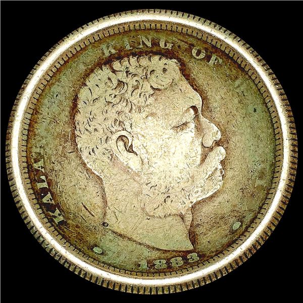 1883 Cupped Kingdom of Hawaii Quarter LIGHTLY CIRC
