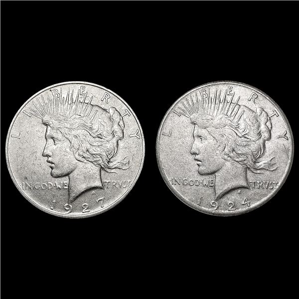 [2] Peace Silver Dollars [1924-S, 1927-D] CLOSELY