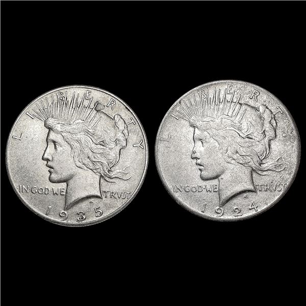 [2] Peace Silver Dollars [1924-S, 1935-S] CLOSELY