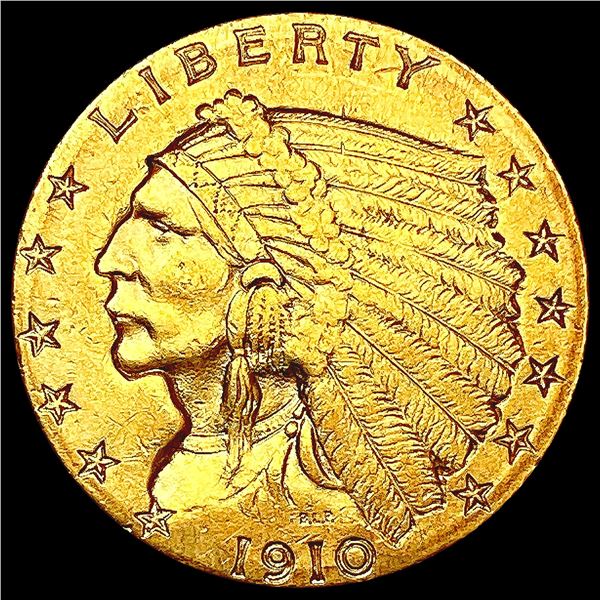 1910 $2.50 Gold Quarter Eagle NEARLY UNCIRCULATED