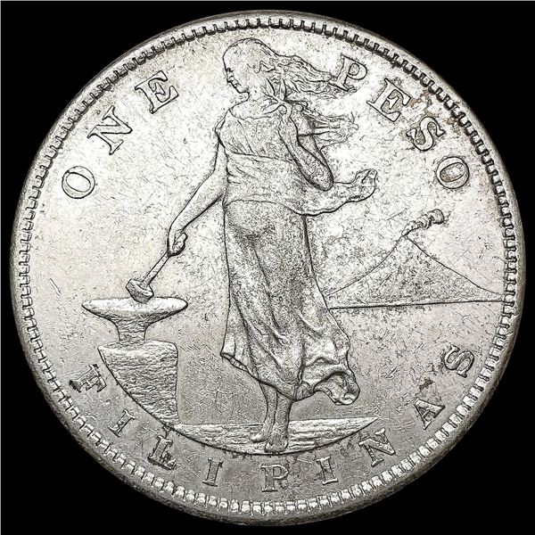 1907-S US Philippines Silver 1 Peso LIGHTLY CIRCUL