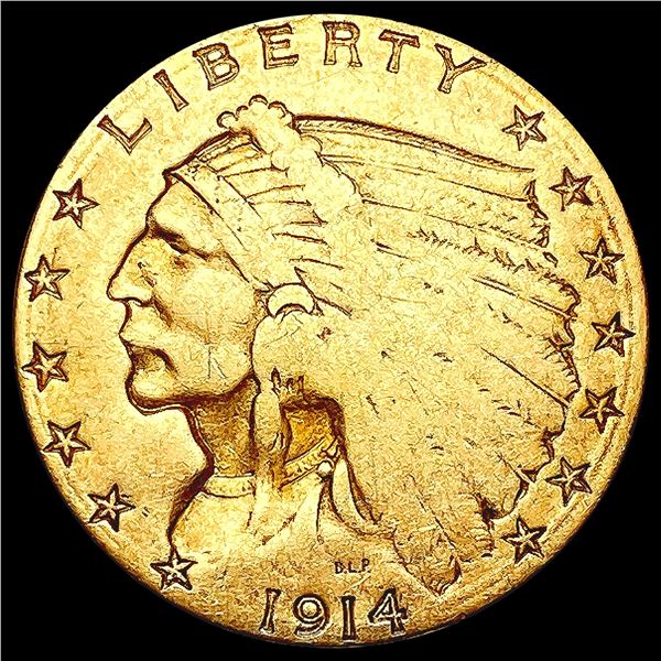 1914-D $2.50 Gold Quarter Eagle NICELY CIRCULATED