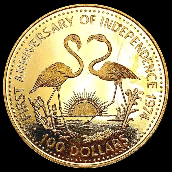 1974 Bahama .2896oz Gold $100 GEM PROOF