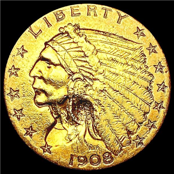 1908 $2.50 Gold Quarter Eagle NEARLY UNCIRCULATED