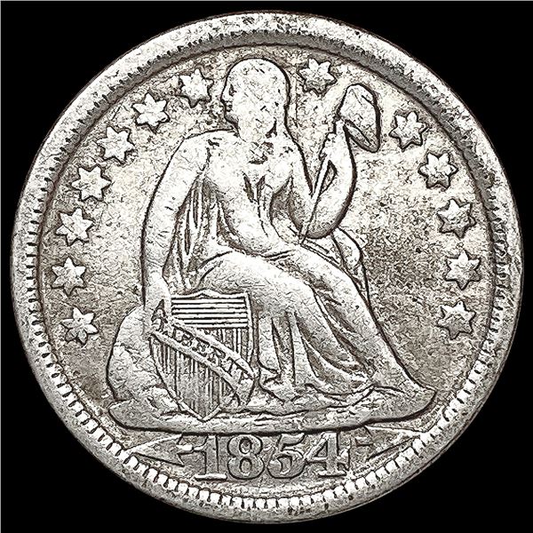 1854 Arws Seated Liberty Dime LIGHTLY CIRCULATED