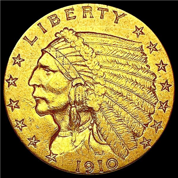 1910 $2.50 Gold Quarter Eagle CLOSELY UNCIRCULATED