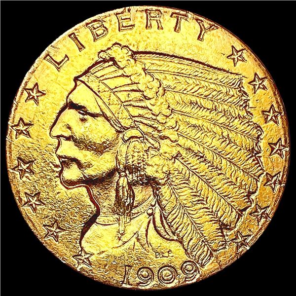 1909 $2.50 Gold Quarter Eagle CLOSELY UNCIRCULATED