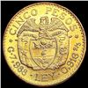 Image 2 : 1928 Columbia .2355oz Gold 5 Pesos CLOSELY UNCIRCU