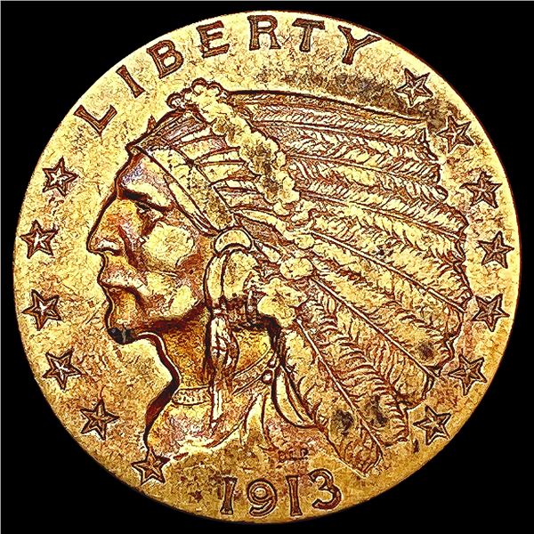 1913 $2.50 Gold Quarter Eagle LIGHTLY CIRCULATED