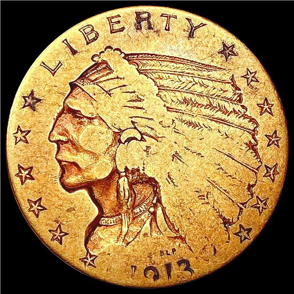 1913 $2.50 Gold Quarter Eagle NICELY CIRCULATED