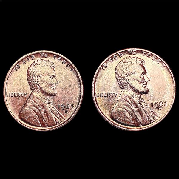 [2] Wheat Cents [1927-S, 1932-D] GEM BU