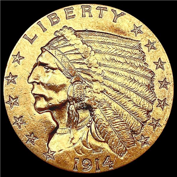 1914-D $2.50 Gold Quarter Eagle CLOSELY UNCIRCULAT