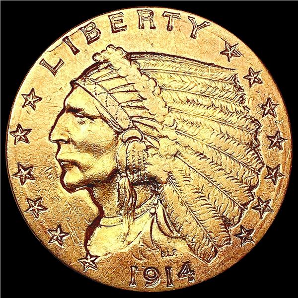 1914-D $2.50 Gold Quarter Eagle CLOSELY UNCIRCULAT