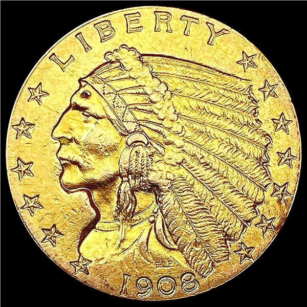 1908 $2.50 Gold Quarter Eagle CLOSELY UNCIRCULATED