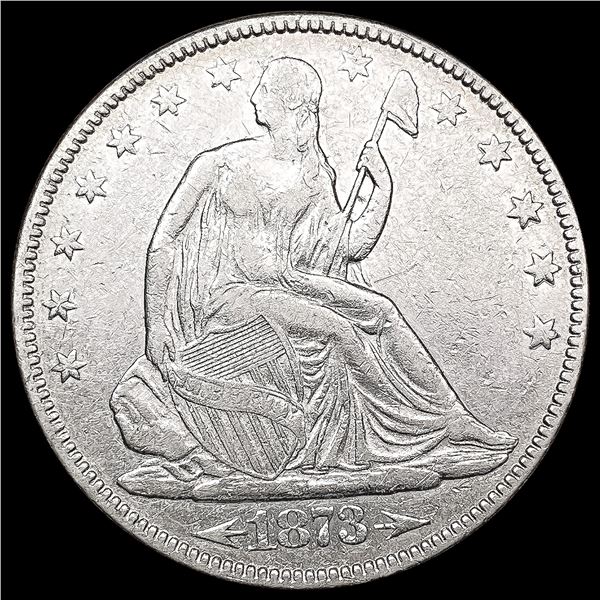 1873 Arws Seated Liberty Half Dollar LIGHTLY CIRCU