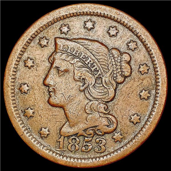 1853 Braided Hair Large Cent LIGHTLY CIRCULATED