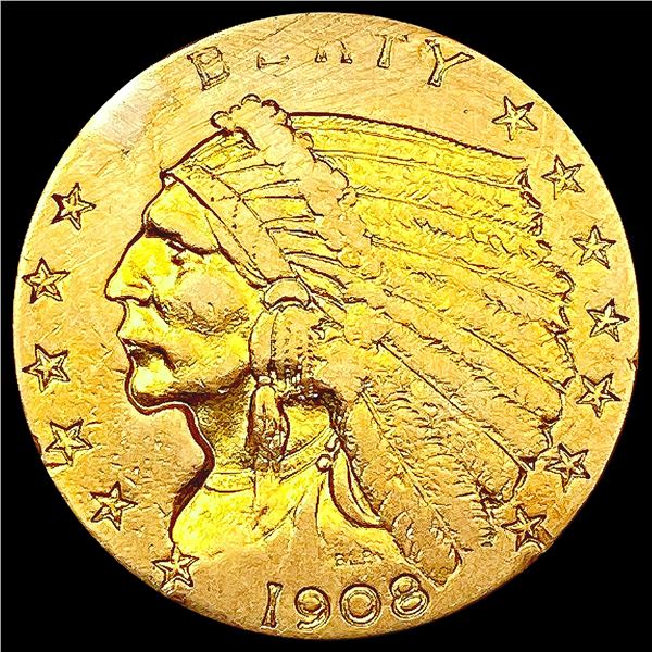 1908 $2.50 Gold Quarter Eagle LIGHTLY CIRCULATED