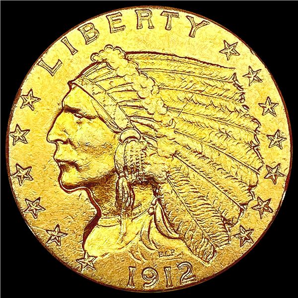 1912 $2.50 Gold Quarter Eagle CLOSELY UNCIRCULATED