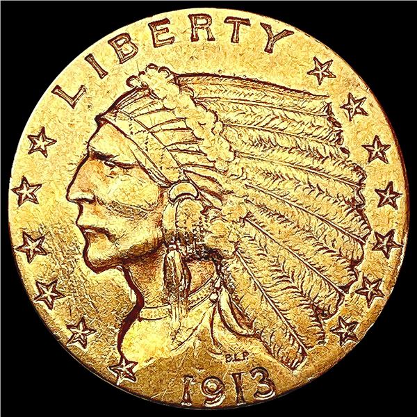 1913 $2.50 Gold Quarter Eagle CLOSELY UNCIRCULATED