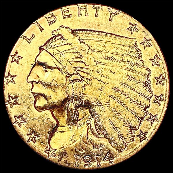 1914-D $2.50 Gold Quarter Eagle NEARLY UNCIRCULATE